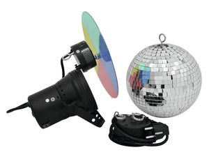 Mirror Ball Set 20cm with Pinspot